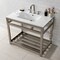 Fauceture VWP3722W8A8 37-Inch Ceramic Console Sink (8-Inch, 3-Hole), White/Brushed Nickel VWP3722W8A8 - alternate 3